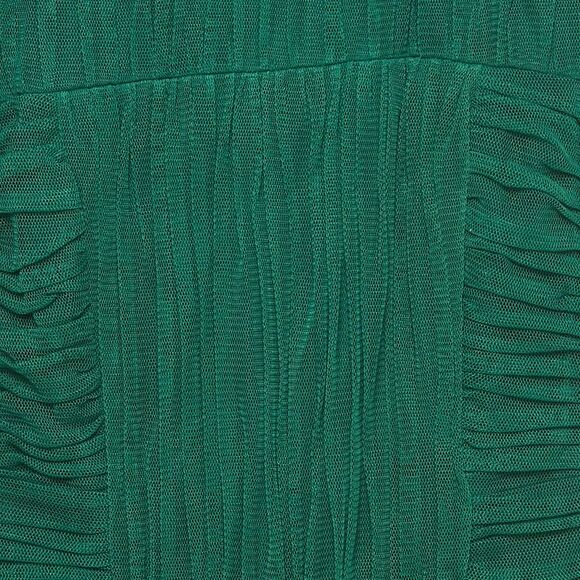 Tory Burch Emerald Green Mesh Rushed Ethel Midi Dress Xs - Picture 3 of 6